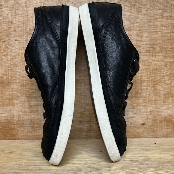 COPY - JOHN VARVATOS Reed 315 Black Leather White Rubber Sole Sneakers Men Size… - Picture 6 of 11